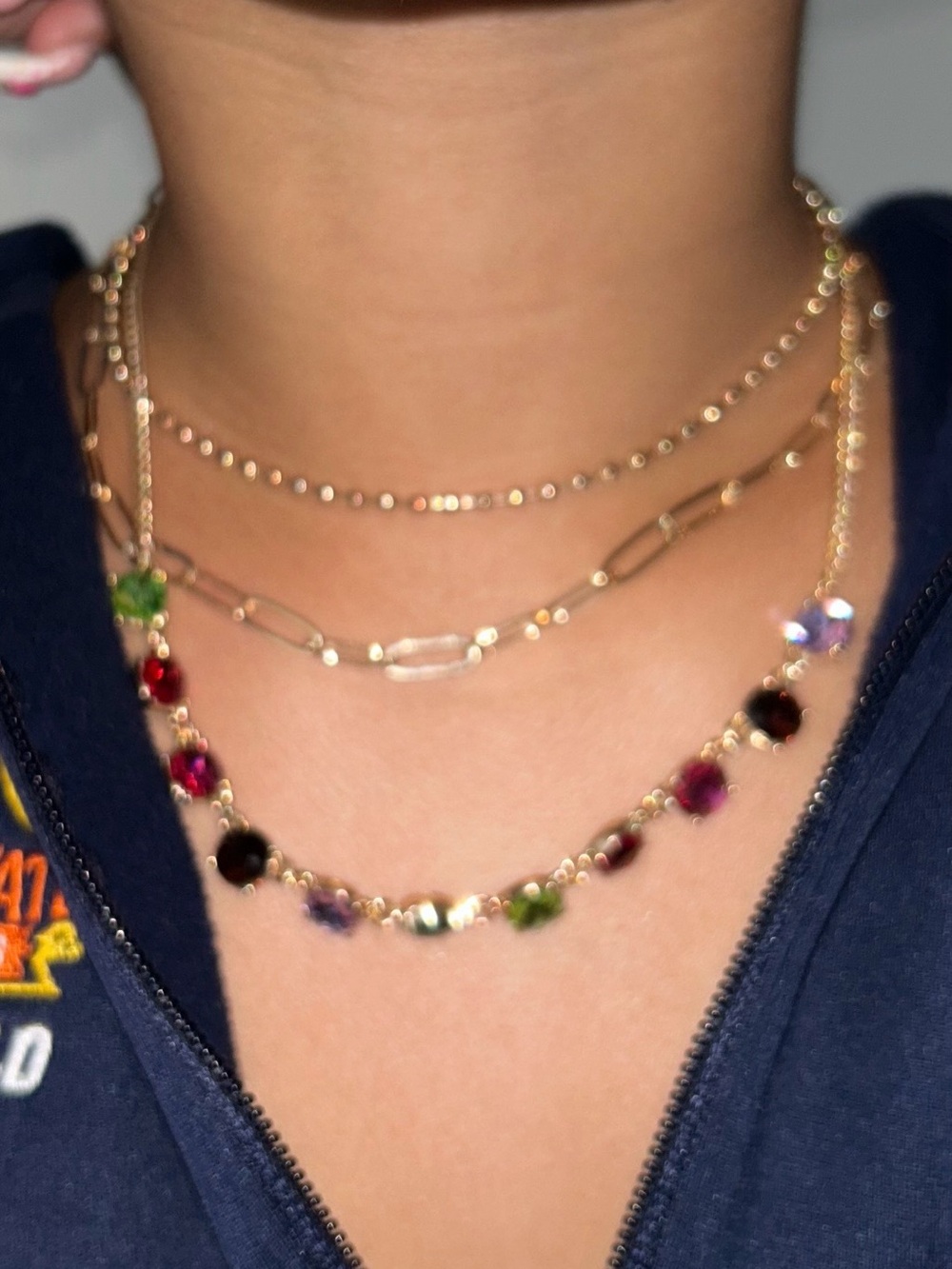 New Gold Gemstones Layered necklace